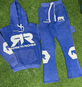 ชุดวอร์มเทรนด์ปี 2025 พิมพ์ลายโลโก้ตามสั่ง สำหรับผู้ชาย ผ้าฟลีซคอตตอน 100% ซักฟอกแบบ Acid Wash พร้อมลายพิมพ์แบบ Heat-Transfer - Product Image 6