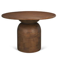 Base de piétement incurvée à motif de briques moderne et intriguant, finition bois massif brun moyen riche et contemporain, 4 places