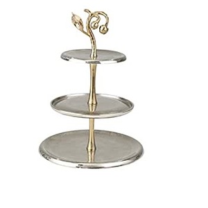Copper Metal <b>Two</b> <b>Tier</b> Metal <b>Cake</b> <b>Stand</b> Tabletop Decorative Classic Finished Decorative <b>Cake</b> <b>Stand</b> - Product Image 2