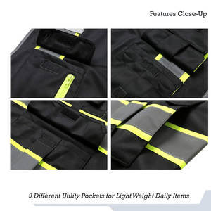Gilet de sécurité respirant pour hommes, best-seller, haute visibilité, logo personnalisé, tissu de travail, jaune orange, gilet réfléchissant de sécurité - Product Image 4