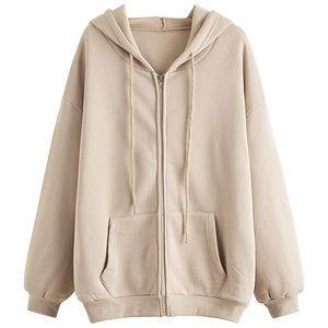 Sudadera con Capucha Extra Grande para Mujer, con Cierre, Color Gris Sólido, Tejido de Algodón, Informal, para Otoño, Largo Regular, Manga Larga - Product Image 5