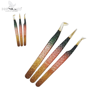 Pinzas para pestañas de acero inoxidable de alta calidad, Mango antideslizante, nueva herramienta de belleza, extensión de pestañas, puntas inclinadas rectas curvas - Product Image 6