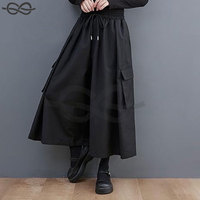 Femmes Casual Loose Wide Leg Culottes Hakama Pantalon Goth Japonais Harajuku Noir Pantalon Court Jupes Trendy Summer Fashion