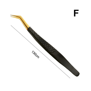 Pinzas de extensión de pestañas de acero inoxidable negro profesional Pinzas de pestañas de punta de fibra de belleza de alta cantidad con etiqueta privada - Product Image 1