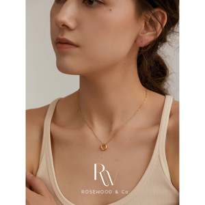 Trendy Gold Plated Non-Tarnish <b>Ring</b> Necklace with Waterproof Love Pendant Dainty Hollow <b>Circle</b> Design for Gift Giving - Product Image 5