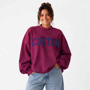 Sudadera de Felpa con Cuello Alto para Mujer, Personalizada con Logotipo de Fábrica, de Algodón para Invierno, Bordada, Holgada, Transpirable y Ecológica - Product Image 1