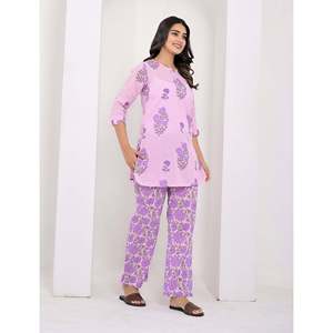 Ensemble Coordonné Liliac en Coton Imprimé 2 Pièces – Haut Brodé à Manches Trois-Quarts et Short – Tailles XS & XXS - Product Image 4