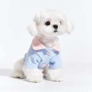 Cárdigan Clásico, Cómodo, Transpirable y Ecológico, con Cuello y Bloques de Color, de Lana Tejida, con Estampado de Cachorros Malteses, para Primavera - Product Image 1