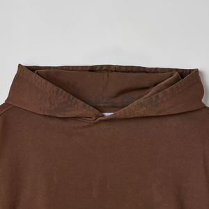 Usine directe en gros 300gsm 80% coton solide coupe régulière classique blanc pull à capuche Logo personnalisé broderie thermique hommes - Product Image 5