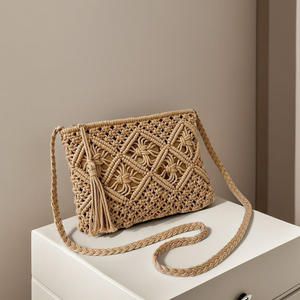 Mori Cotton Rope Woven Lady Fashion Bag Bohemian Ethnic Style Crossbody Single Shoulder Handbag All-Match Straw Bag Polyester - Product Image 1