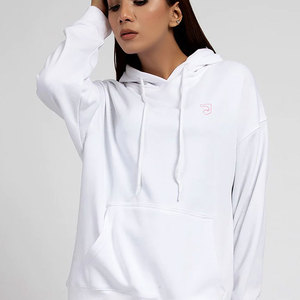 Sweats à capuche personnalisés de haute qualité en coton et polyester pour femmes grande taille Vêtements de rue décontractés à épaules tombantes sur le devant pour l'hiver Vêtements solides - Product Image 2