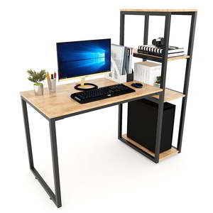 UBAN FD68038 <b>Computer</b> <b>Desk</b> with Bookshelf 134x60x132cm Solid Wood Laptop Table Simple Design Gaming <b>Desk</b> for Hotel Use - Product Image 2