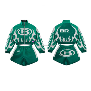 Conjunto de Chaqueta Corta y Pantalones Cortos Deportivos Personalizados de Dos Piezas, Chaqueta Corta con Cierre de Cremallera, Ropa Deportiva de Nailon y Poliéster para Hombre - Product Image 5