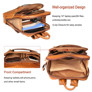 100% Pure Genuine <b>Leather</b> <b>Backpack</b> New Style Vintage Travel Bag with Zipper Closure Fashionable Full <b>Leather</b> for <b>Men</b> - Product Image 5