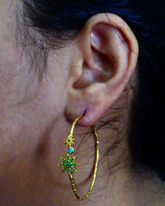 Conjunto de pendientes de moda para mujer, Plata de ley hecha a mano, chapado en oro 925, ropa de fiesta, piedras preciosas, turquesa Tsavourite para usar - Product Image 5