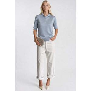 Polo à col boutonné à manches courtes en tricot - Bleu - Bleu - Product Image 2