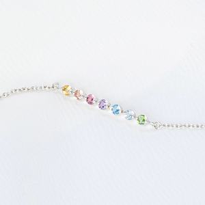Pulsera de Piedras Preciosas Arcoíris Pastel, Cadena de Cuentas Multicolor, Estilo Divertido para Mujer, Plata de Ley 925, Espectro Diario - Product Image 2