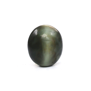 Ojo de Gato Verde Amarillo Natural de 7.43 Quilates, Talla Ovalada Personalizada, Ópalo, Ojo de Tigre, Gema Mineral Pulida con Certificado IGI - Product Image 1