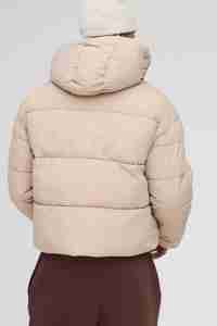 Chaqueta acolchada alta para hombre de la mejor calidad, Capucha con cuello embudo para cortavientos de óxido, piel de tela de lona acolchada de invierno cálido - Product Image 4