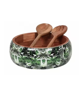 Saladier en bois émaillé fait à la main Vaisselle durable avec logo personnalisé de luxe moderne pour la soupe et la salade et l'utilisation décorative - Product Image 3