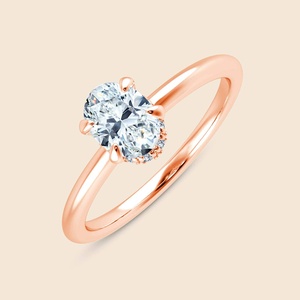Anillo Ovalado Blooming Daffodil para Uso Diario y Apilable, con 1 Diamante Cultivado en Laboratorio de Corte Ovalado de 0.3 Quilates F-VS en Oro Sólido de 14K - Product Image 3