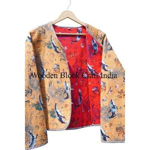 Veste d'hiver écologique en coton patchwork faite à la main pour femmes, style indien Kantha, florale, réversible, respirante et confortable - Product Image 5