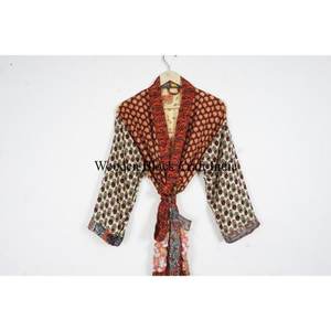 <b>Vintage</b> Silk Saree <b>Kimono</b> Women Robe <b>Kimono</b> Dress Bathrobe Maxi Gown Sleepwear Women Silk <b>Kimono</b> Gift For Women - Product Image 2