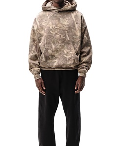 Heavyweight 100% Cotton Eco-Friendly Screen Print Camouflage <b>Hoodie</b> <b>Men</b> Clothing Streetwear Custom Distressed Zip-Up 500 Gsm - Product Image 5