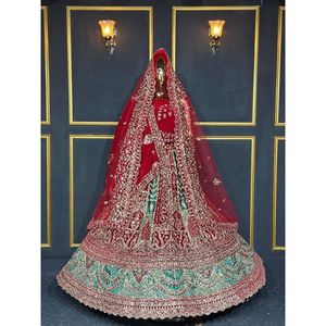 Royal Rajwadi moderne Simple robe de bal robe de mariée haute mariée Lehenga matériaux floraux demoiselle d'honneur mère mariée parole longueur - Product Image 1