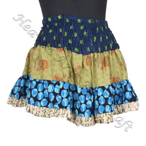 Best Summer Fashion Mini <b>Skirt</b> - <b>UK</b> Fashion <b>Skirt</b> - Indian Recycled Sari Indian Boho Multi Colorful Mini <b>Skirt</b> Cotton Boho Style - Product Image 4