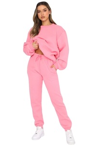 Plus Size Autumn Solid Casual Wear Fashion 2 Piece Set Polyester/Cotton Fleece <b>Jogger</b> Sweatshirt Sweatpants Tracksuit for Women - Product Image 4