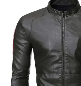 Elegante Chaqueta de Cuero para Hombre, Corte Ajustado, Cuello Alto, Color Personalizado y Diseño Cortavientos - Ropa Abrigada para Invierno - Product Image 5
