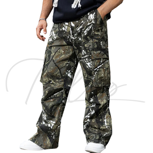 Good Quality Lightweight Men's Formal Camo Baggy Loose Canvas Pants Breathable Waterproof Quick Dry Mid Waist Pockets Sale - Product Image 3