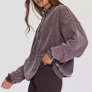 Nuevas Sudaderas con Capucha para Mujer, Estilo Vintage, Lavado Ácido, Talla Grande, para la Temporada de Invierno - Product Image 6