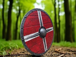 Écusson rond en bois médiéval unique de 24 pouces, design d'armure viking, décoration murale, artisanat, cadeau - Product Image 2