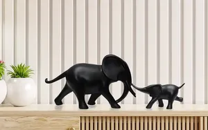 Набор из 2 маленьких фигурок черного слона, элегантные статуэтки, украшение стола для дома, гостиной, спальни, офиса, вечеринки, посуда, украшения - Product Image 3