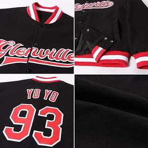 Veste universitaire en laine pour hommes et femmes Manteau bombardier de baseball en coton mélangé Long High Street Canvas Personnalisé Cousu Nom Hiver - Product Image 3