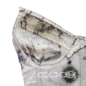 Corset vintage en satin sublimé à imprimé cartographique avec fermeture à agrafes sur le devant - Product Image 6