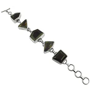 Pulsera de Plata de Ley 925 con Cuarzo Ahumado para Mujer, Joyería de Moda con Cuentas - Product Image 1