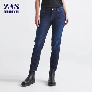 Jeans de mezclilla de cintura media para mujer, a la moda, con cremallera, bolsillos, elásticos, ecológicos, transpirables, lavado efecto nieve, corte holgado, venta al por mayor. - Product Image 1