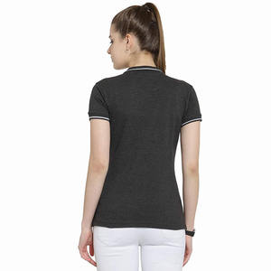 Polo de mujer de alta calidad, Color negro, ajustado, cuello vuelto, ropa de calle, Polo de Golf para niñas - Product Image 2