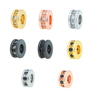 Perles d'espacement oblates en cuivre plaqué or 18 carats avec micro-pavé de zircon, perles d'espacement en vrac pour la fabrication de bijoux, bracelet pour homme
