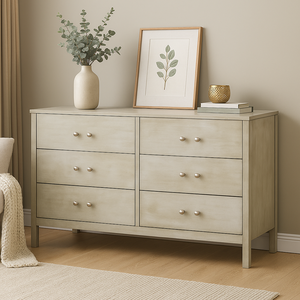 Best Selling Cascara <b>6</b> <b>Drawers</b> Horizontal Dresser in Gray Modern Design Style for Bedroom Manufactured in Vietnam - Product Image 6