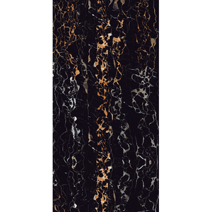 Carreaux de sol en porcelaine polie noir jais moderne avec veines dorées 600x1200mm, texture imitation pierre, surface brillante pour un style moderne - Product Image 4