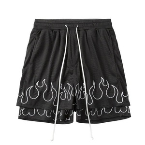 Pantalones cortos de malla de algodón 2024 transpirables para hombre, pantalones cortos de gimnasio informales sólidos con cordón, 100% - Product Image 4