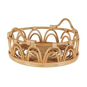 Plateau de service en jute de rotin décoratif fait à la main avec finition en incrustation d'os Ensemble de 3 plateaux de serveur de nourriture de forme arrondie - Product Image 6