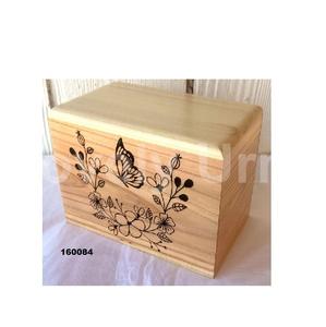 Fleur gravée et belle urne adulte de crémation de papillon pour les cendres humaines avec le sac libre de velours - Product Image 1