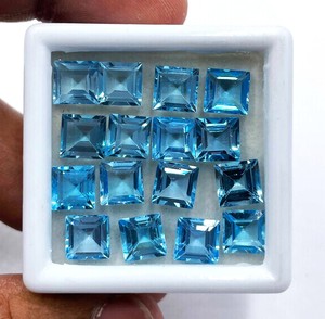 Cuentas de corte cuadrado de Topacio Azul suizo Natural de 7mm, piedras preciosas sueltas de Topacio azul de la mejor calidad para la fabricación de colgantes de joyería a precio de fábrica - Product Image 2