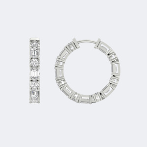 Pendientes de Aro Eternity con Diamantes de Laboratorio Cultivados en Oro de 14k, con Esmeralda Redonda de 5.15CTW y Formas Mixtas, Joyería de Diseño - Product Image 6