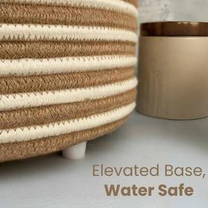 Cesto de cuerda de tela de yute Natural ecológico, Material de algodón, productos de almacenamiento calientes para el hogar para cesta de lavandería de Mehak Impex - Product Image 2